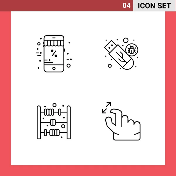 Set Modern Ikonok Szimbólumok Jelek Online Abacus Játék Kedvezmény Tárolás — Stock Vector