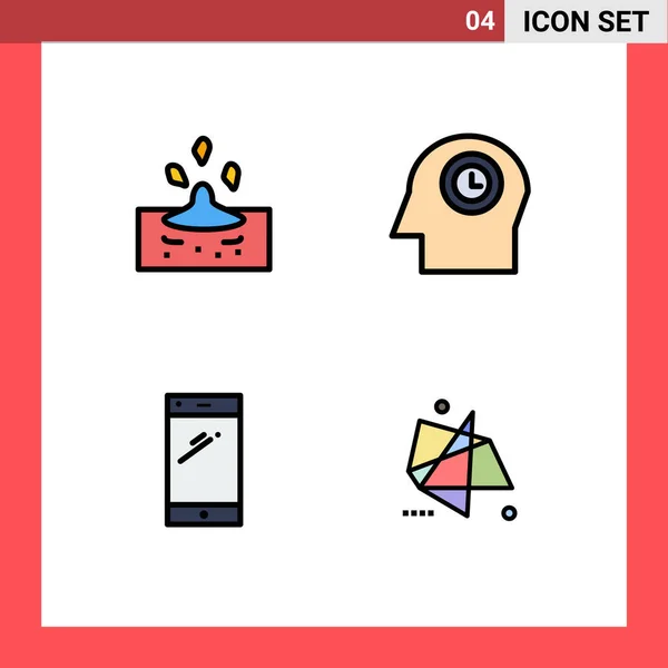 現代的な4色のセットフラットカラードロップ モバイル Iphoneの写真編集可能なベクトルデザイン要素 — ストックベクタ