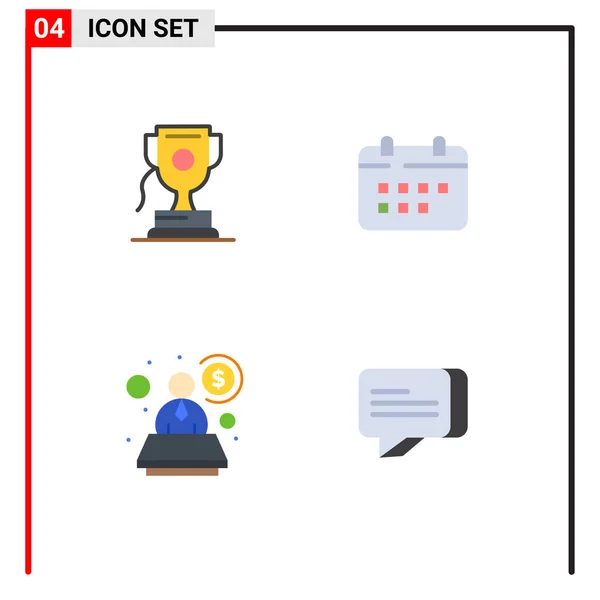 Set Vector Flat Icons Grid Achievment Account Game Time Specialist — Stock Vector