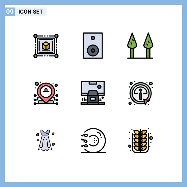 Creative Icons Современные Знаки Символы Комнаты Управление Спаржа Центр Стол — стоковый вектор