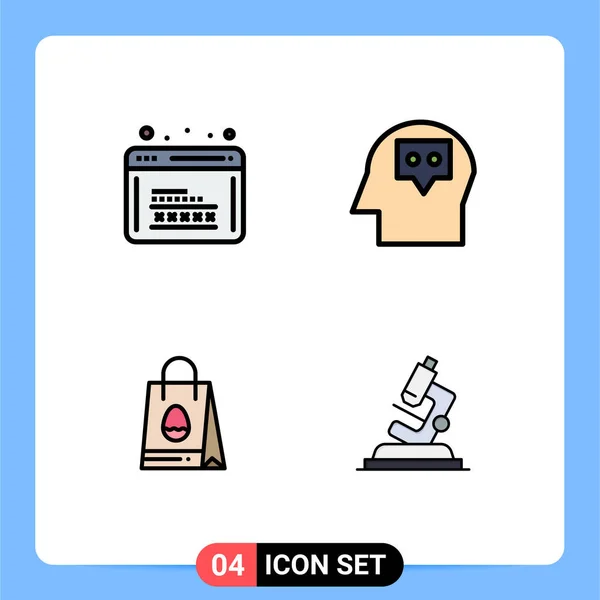 Set Icone Moderne Simboli Segni Codifica Borsa Web Idea Uovo — Vettoriale Stock