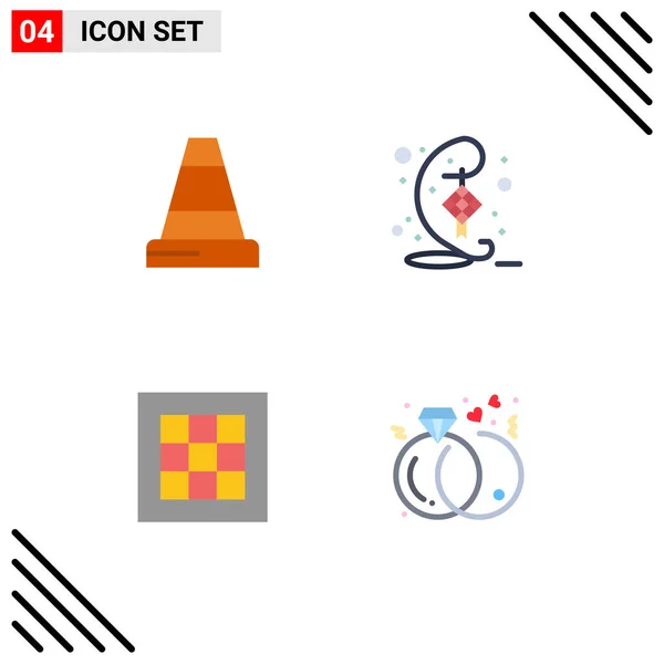 Universal Flat Icon Signs Symbols Cone Drawing Decoration Hari Raya — Stock Vector