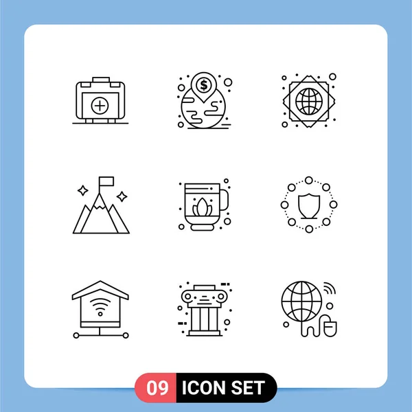 Thematic Vector Outlines Editable Symbols Lotus Jag Global Infrastructure Interface — Stock Vector