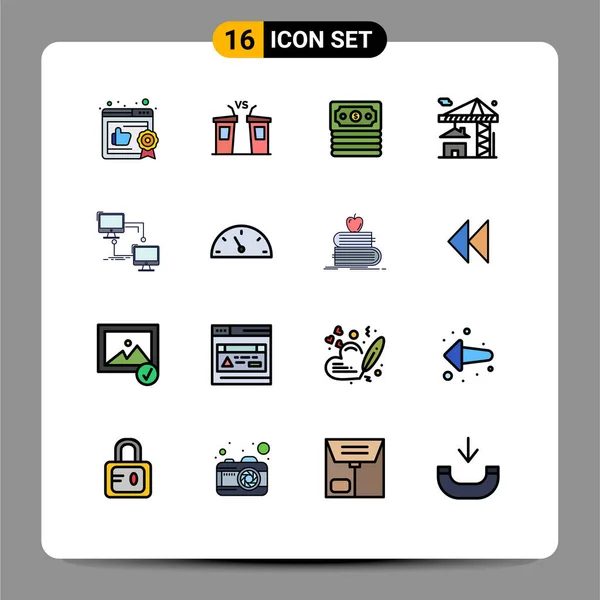 Universal Icon Symbols Group Modern Flat Color Linhas Conexão Local — Vetor de Stock