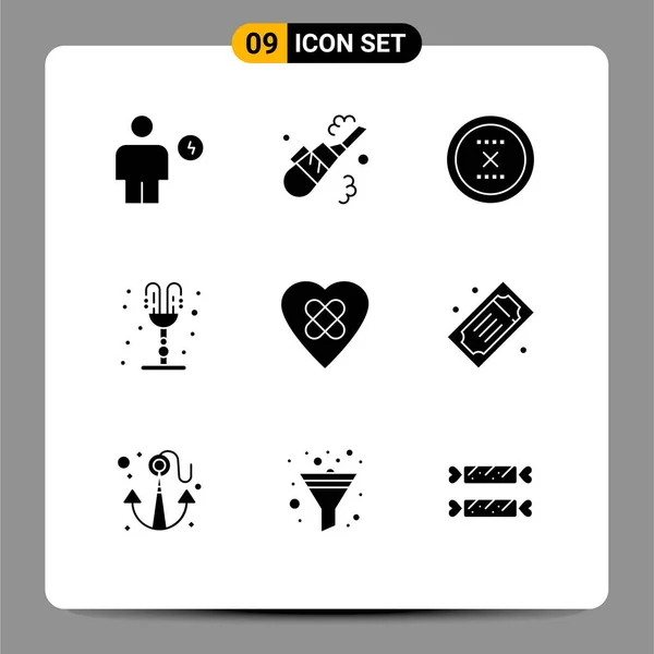 Stock Vector Icon Pack Line Signs Symbols Valentine Day Park — стоковый вектор