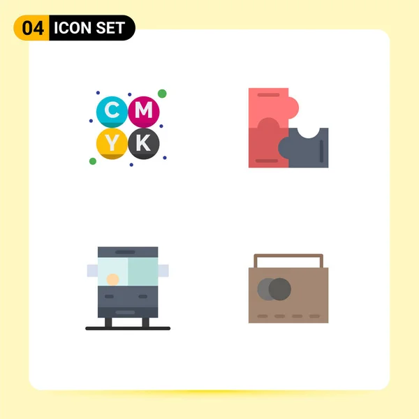 Pack Icono Plano Símbolos Universales Cmyk Escuela Educación Piezas Puzzle — Vector de stock