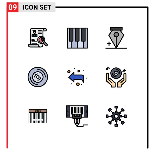 Iconos Creativos Signos Símbolos Modernos Flecha Vinilo Piano Música Lápiz — Vector de stock