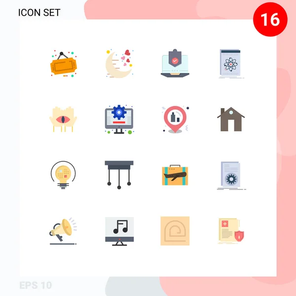 2014 Mobile Interface Flat Color Set Pictograms Application Security Romantic — 스톡 벡터