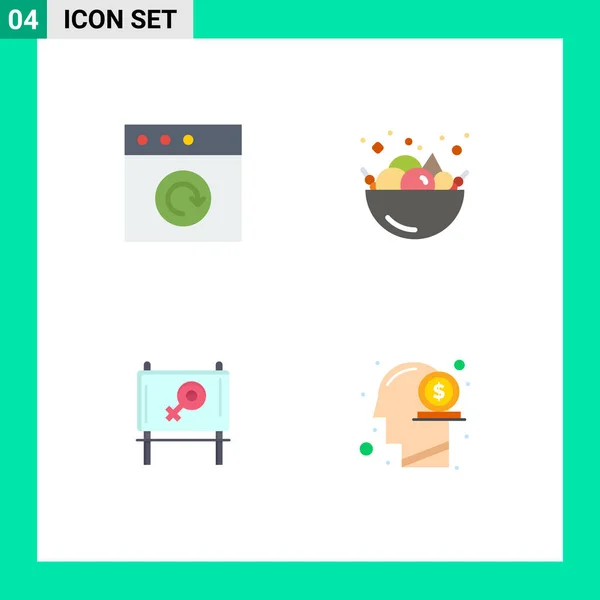 Pack Icônes Plates Créatives App Dollar Nourriture Carton Humain Éléments — Image vectorielle
