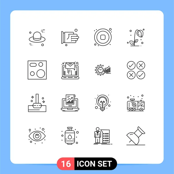 Universal Icon Symbols Group Modern Outlines Electronics Cooking Music Spring — Stockový vektor