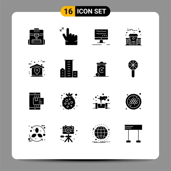 Set Modern Icons Symbols Signs District Home Online Design School — Stock Vector