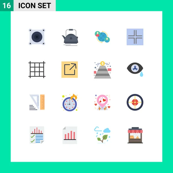 Modern Set Flat Colors Symbols Pixels Small Connected Screen Global — Stock Vector