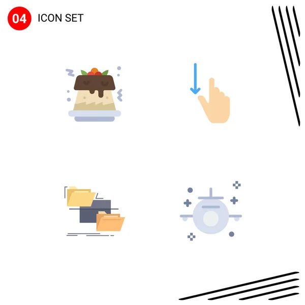 User Interface Pack Mit Einfachen Flachen Symbolen Für Kuchen Datei — Stockvektor
