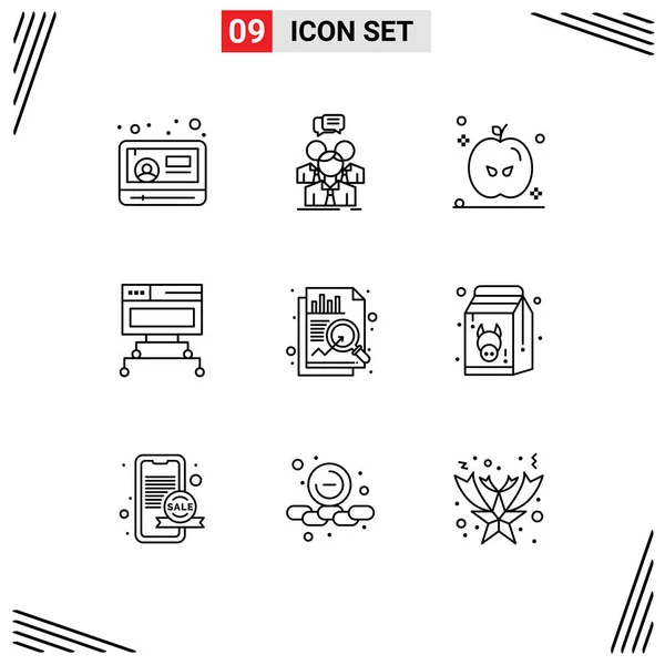 Stock Vector Icon Pack Mit Zeilenzeichen Und Symbolen Für Diagramm — Stockvektor