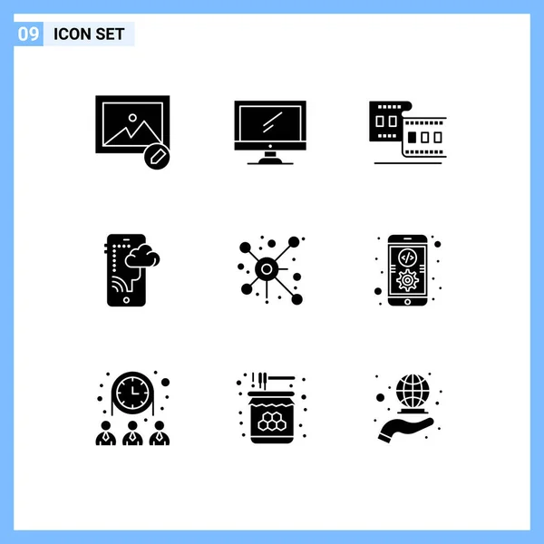 Stock Vector Icon Pack Signos Símbolos Línea Para Red Tecnología — Vector de stock