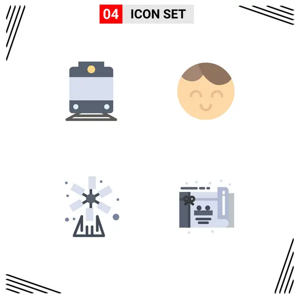 Benutzeroberfläche Flaches Icon Pack Moderner Zeichen Und Symbole Für Eisenbahn — Stockvektor