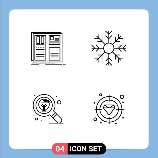 Mobile Interface Line Set Pictograms Design Winter Layout Flake Find — Stock Vector