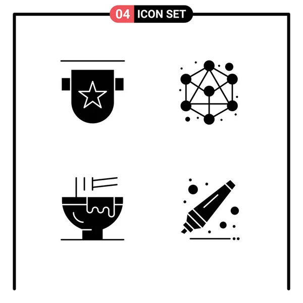 Thematische Vektorfeste Glyphen Und Editierbare Symbole Für Abzeichen Getränke Schleifen — Stockvektor