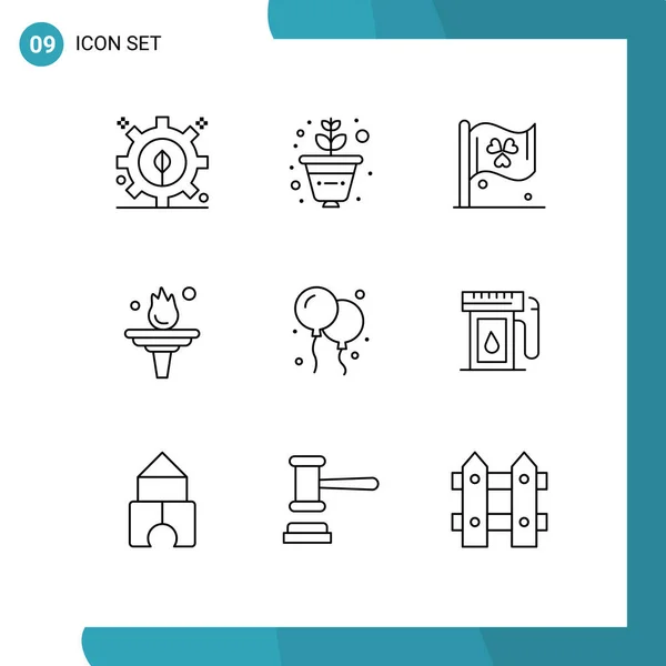 Stock Vector Icon Pack Mit Zeilenzeichen Und Symbolen Für Industrie — Stockvektor