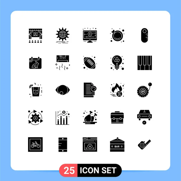 Pack Creative Solid Glyphs Calender Ruler Lesson Grownup Ring Editable — Stock Vector