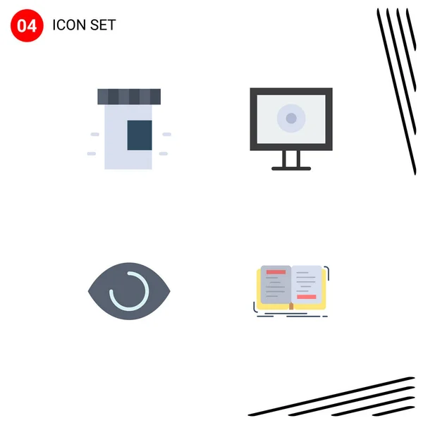 Set Iconos Planos Universales Para Aplicaciones Web Móviles Médica Visión — Vector de stock