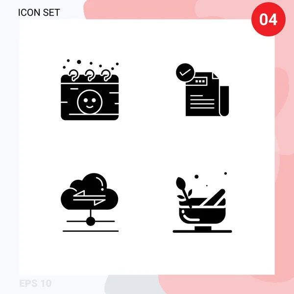 Solid Glyph Concept Websites Mobile Apps Calendar Share Pregnancy Feature — Stock Vector