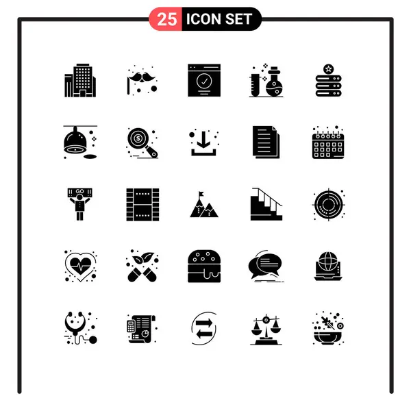 Stock Vector Icon Pack Mit Zeilenzeichen Und Symbolen Für Server — Stockvektor