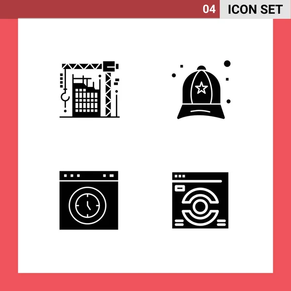 Thematic Vector Solid Glyphs Editable Symbols Building Browser Interior Cap — Vettoriale Stock