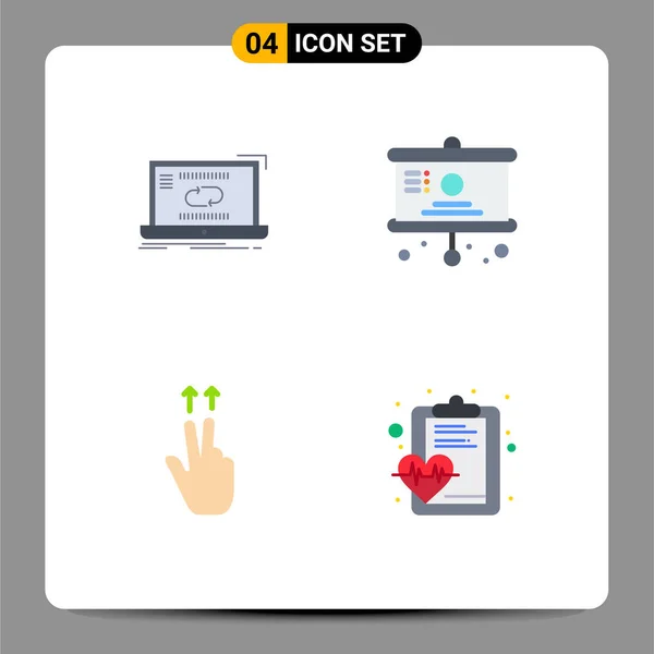 Universal Flat Icon Signos Símbolos Comunicación Dedos Sincronización Gráfico Editable — Vector de stock