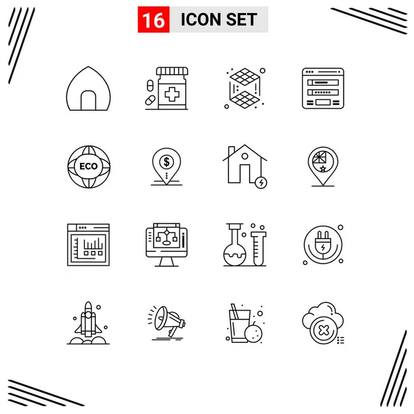Conjunto Iconos Interfaz Usuario Moderna Símbolos Signos Para Web Inicio — Archivo Imágenes Vectoriales