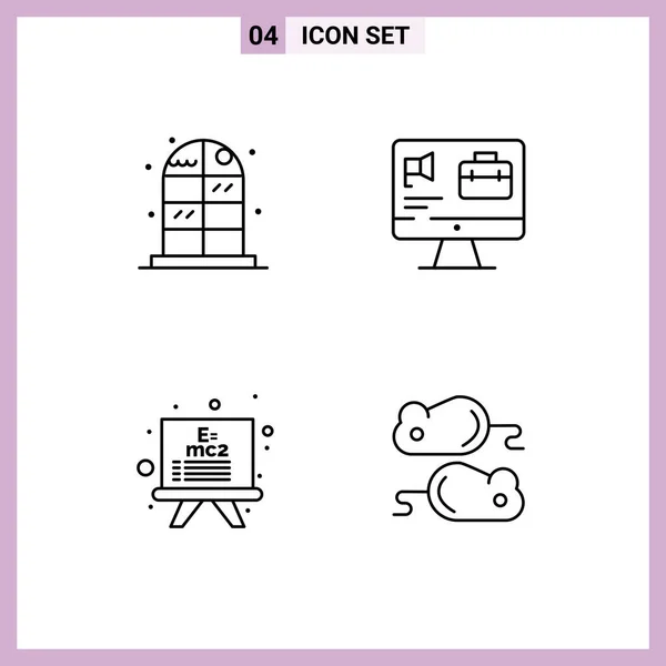Stock Vector Icon Pack Line Signs Symbols Home Formula Computer — Stock Vector
