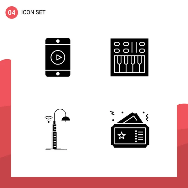 Creative Icons Modern Signs Symbols Mobile Lights Play Open Volume — Stock Vector
