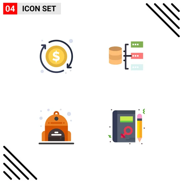 Creative Icons Современные Знаки Символы Доллара Рюкзак Данные Хранение Профиль — стоковый вектор
