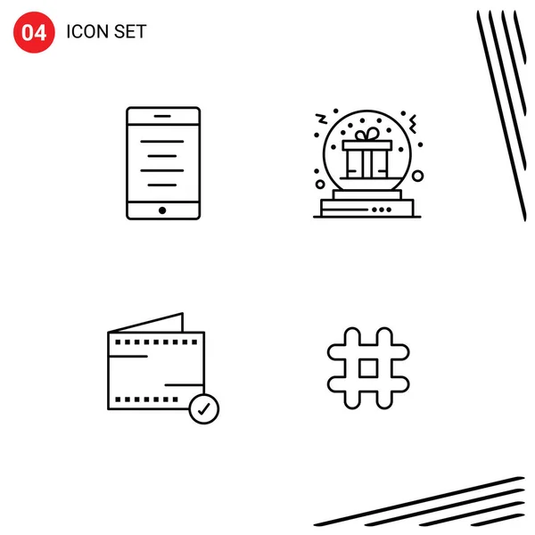 4创意图标移动 钱包的现代标志和符号可编辑向量设计元素 — 图库矢量图片