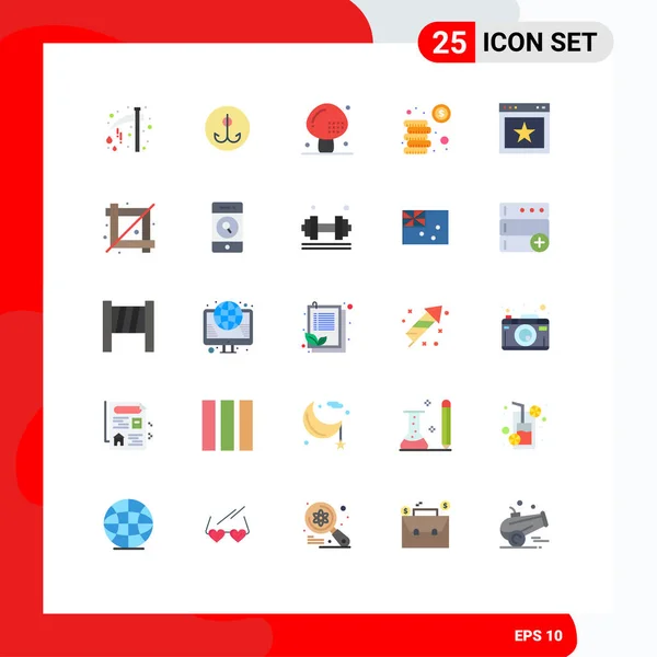 Modern Set Flat Colors Pictograph Investment Coins Sport Cash Meal - Stok Vektor