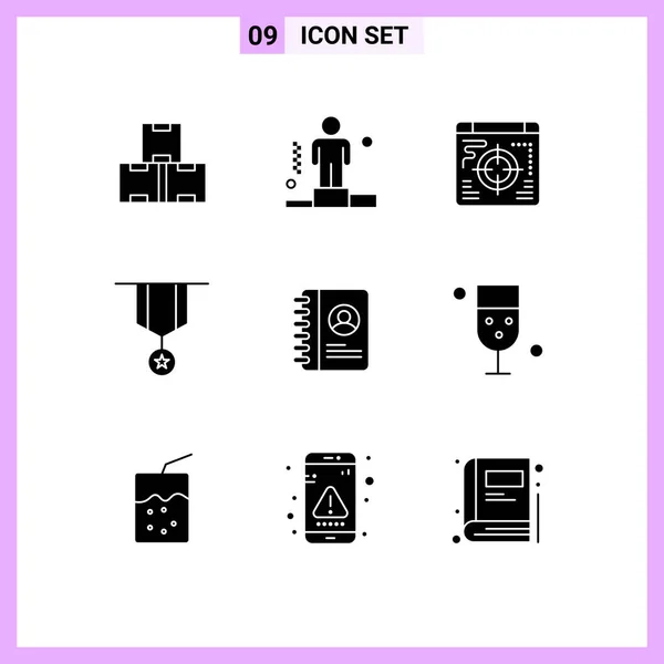 Set Modern Ikonok Szimbólumok Jelek Érintkezés Csillag Web Érem Dekoráció — Stock Vector