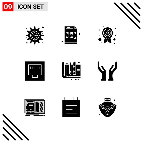 Icône Vectorielle Stock Paquet Signes Symboles Ligne Pour Éducation Architecte — Image vectorielle