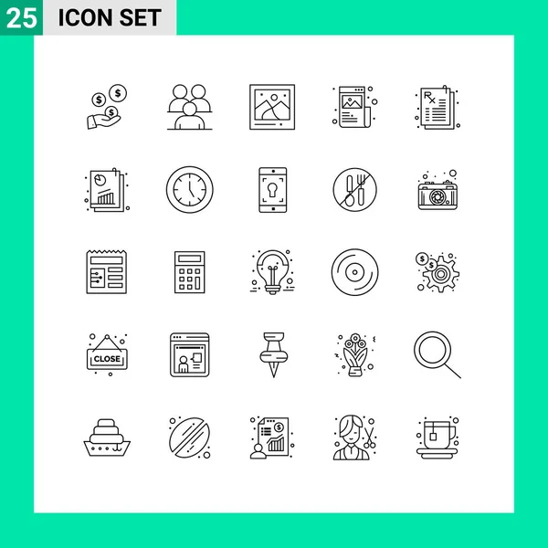 Modern Set Lines Pictograph Image Designing Human Creative Picture Editable — Stock Vector