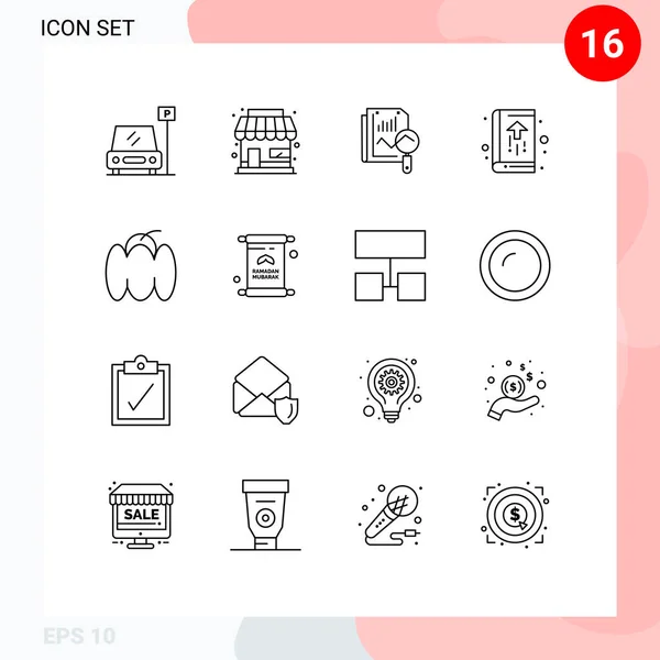 Set Modern Icons Symbols Signs Bell Growth File Business Agenda — Stock Vector