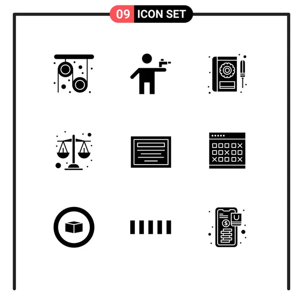 Creatieve Iconen Moderne Tekens Symbolen Van Onderwijs Justitie Moordenaar Evenwicht — Stockvector