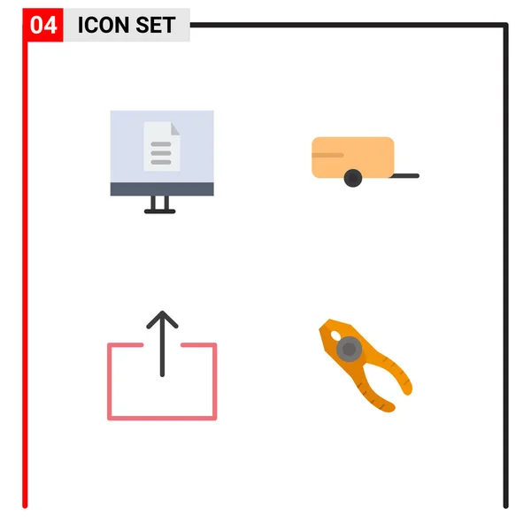 Flat Icon Pack Universal Symbols Business Output Online Trailer Τανάλια — Διανυσματικό Αρχείο