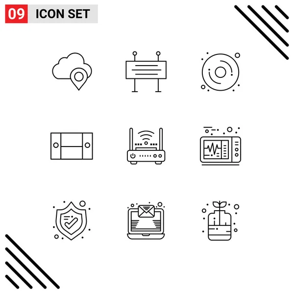 Paquete Iconos Vectores Stock Signos Símbolos Línea Para Red Enrutador — Vector de stock