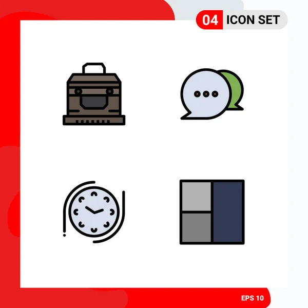 Conjunto Moderno Colores Planos Línea Relleno Pictografía Bandido Reloj Tesoro — Vector de stock