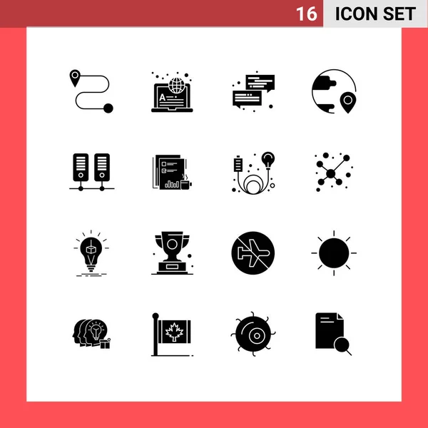 Paquete Iconos Vectoriales Signos Símbolos Línea Para Servidor Centro Mensaje — Archivo Imágenes Vectoriales
