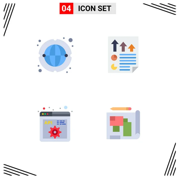 Flat Icon Concept Websites Mobile Apps Communication Api Worldwide Document — Stock Vector