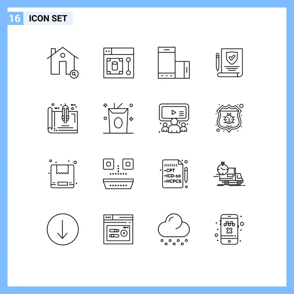 Stock Vector Icon Pack Line Signs Symbols Tools Paper Tool — Stock Vector