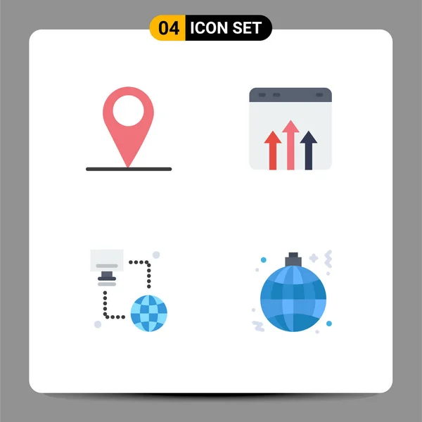 Flat Icon Pack Mit Universellen Symbolen Für Gps Technologie Unternehmen — Stockvektor