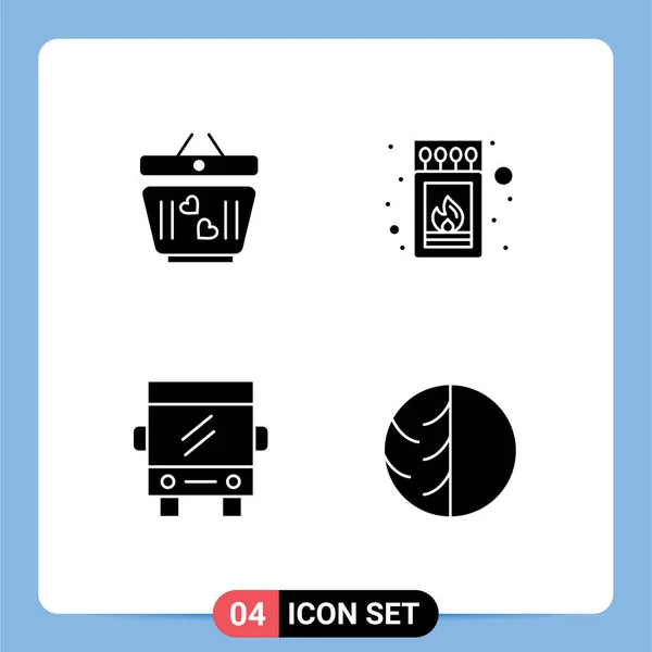 Pictogram Set Simple Solid Glyphs Cart Buss Wedding Match Travel — Stock Vector