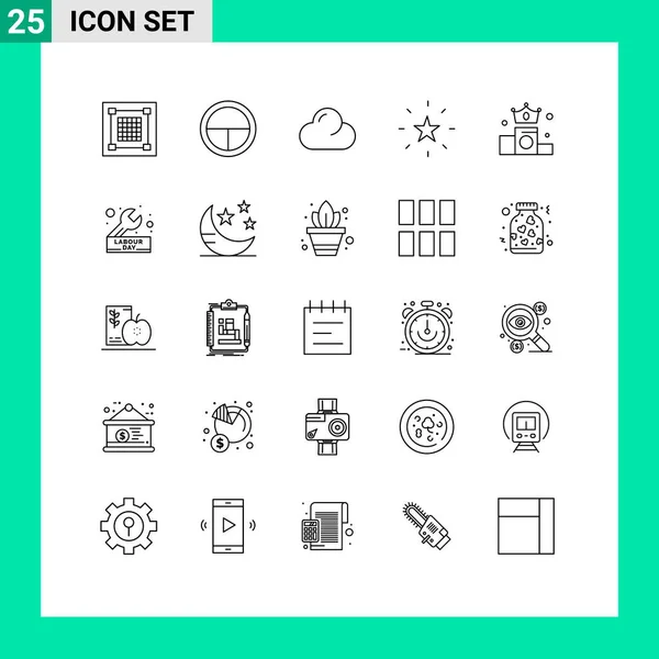 Stock Vector Icon Pack Van Line Signs Symbolen Voor Kroon — Stockvector