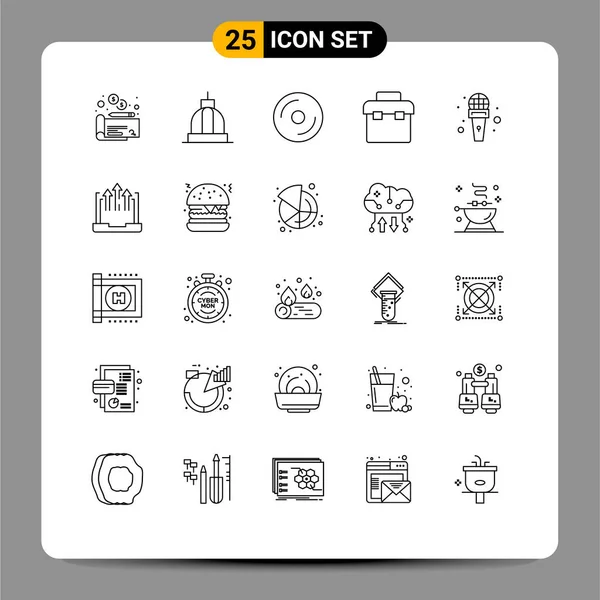 Icônes Créatives Signes Modernes Symboles Micro Lunchbox Équipement Multimédia Éléments — Image vectorielle